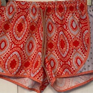 Aerie Coral and White Patterned Shorts